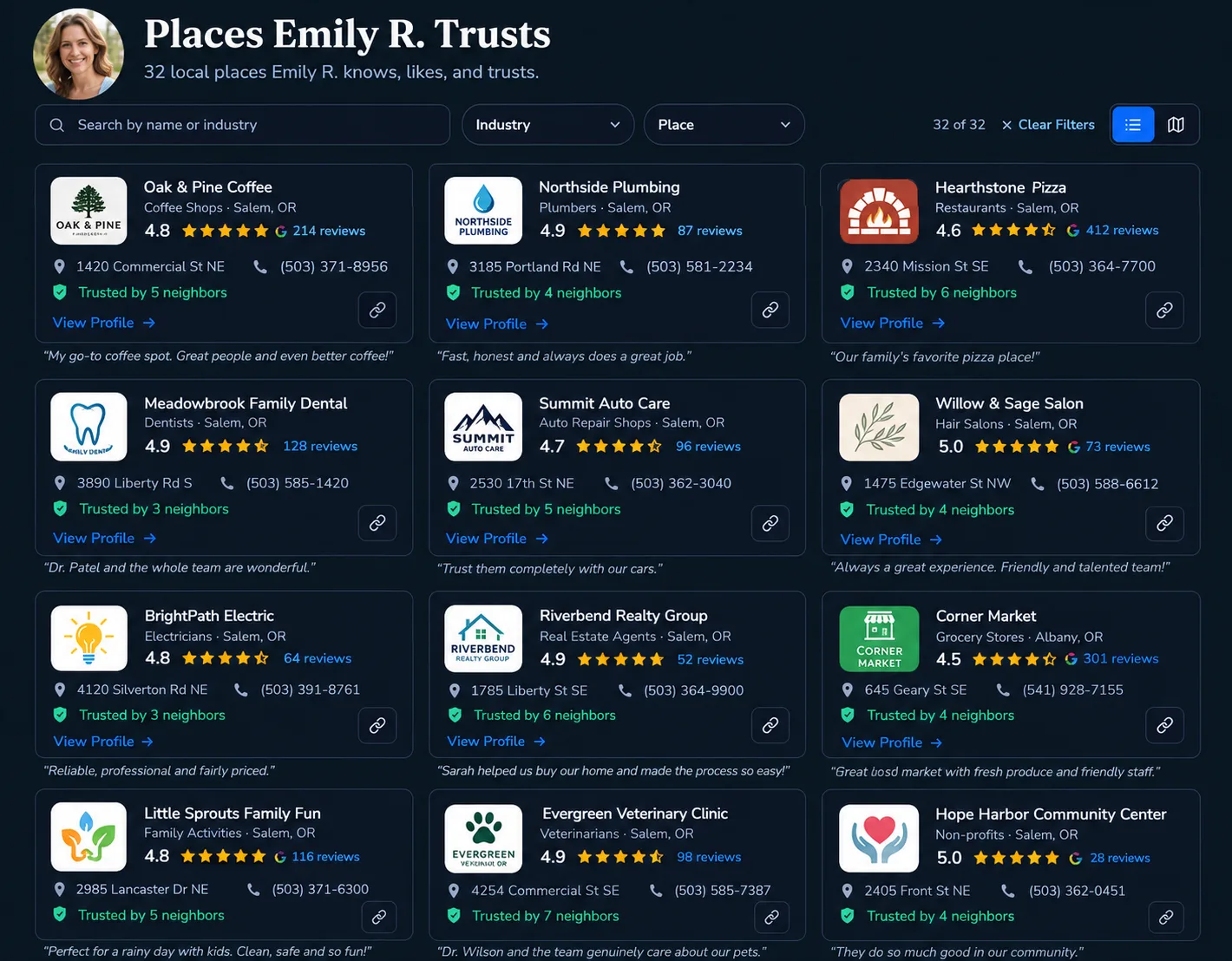 places you trust