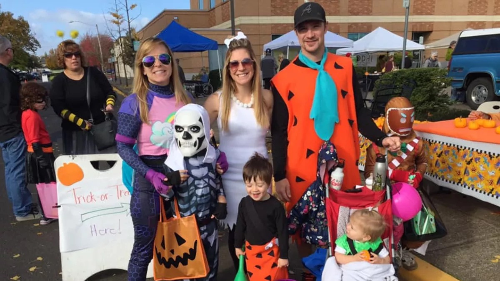 family at halloween event